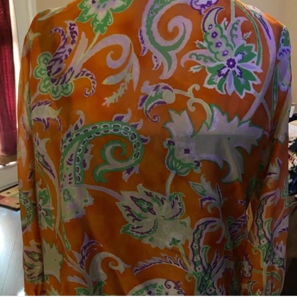 Ralph Lauren Multicolored  Silk Blouse Sz L - Picture 4 of 6